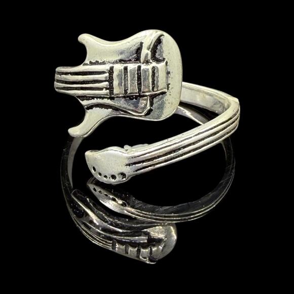 Guitar Wrap Ring 925 Sterling Silver Adjustable Size - Picture 1 of 4